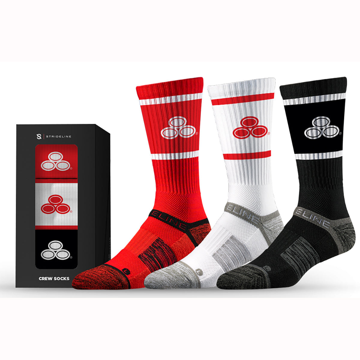 Strideline Premium Athletic Crew Socks - 3 PK