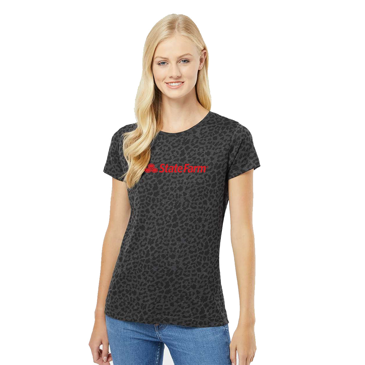 Women's Black Leopard Fine Jersey T-Shirt